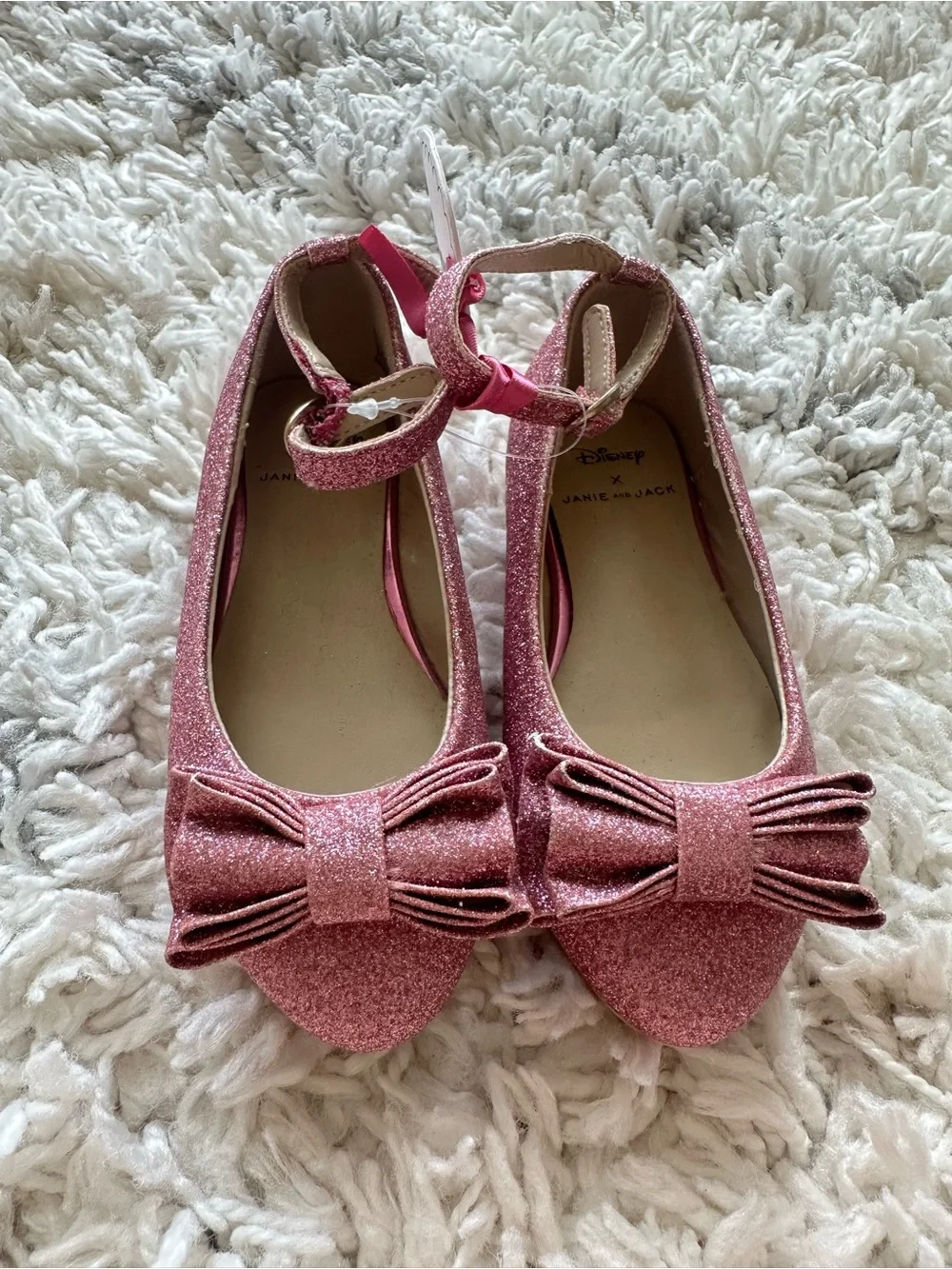Janie and Jack X Disney princess kids girls pink glitter shoes size 7